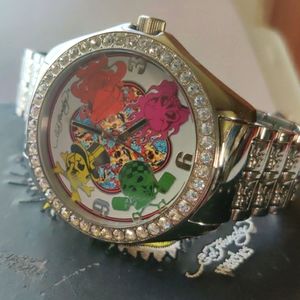 ED HARDY By Christian Audigier LmtEd Quartz 54mm Steel Watch ‘Love Kills Slowly’